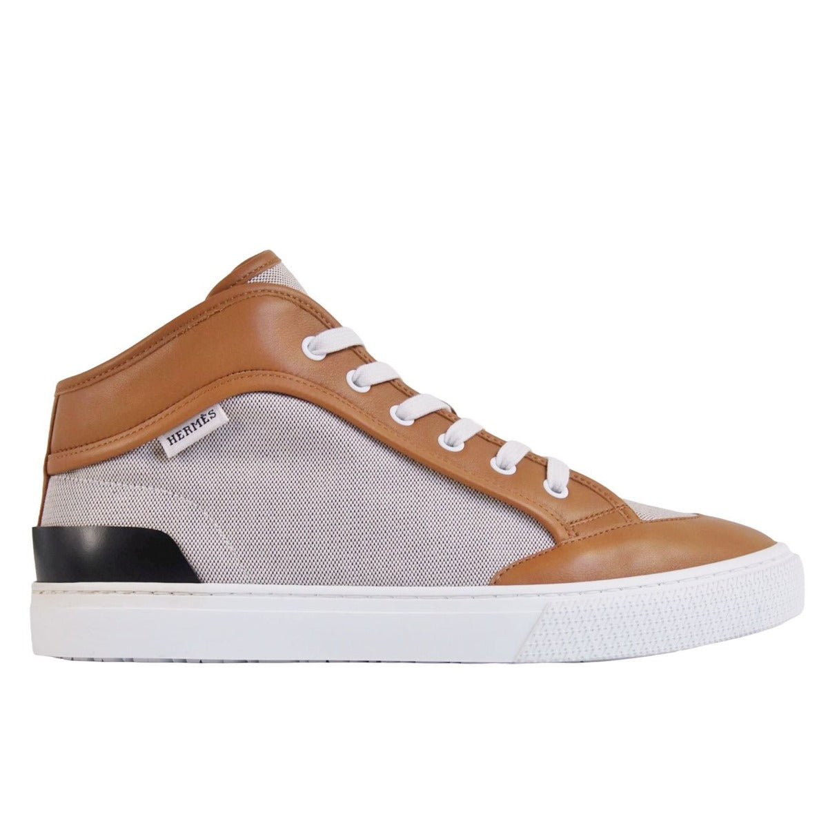 Hermes Enjoy Sneakers Leather Canvas Beige Brown — view 7