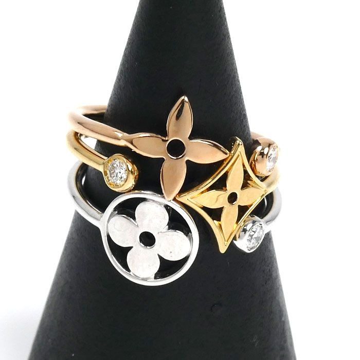 Louis Vuitton 18k Yellow Gold PG WG Bag Monogram Idylle Diamond Ring No 9 49
