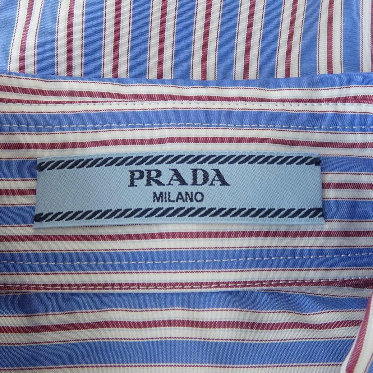 Prada Striped Poplin Shirt Blue Red — view 4