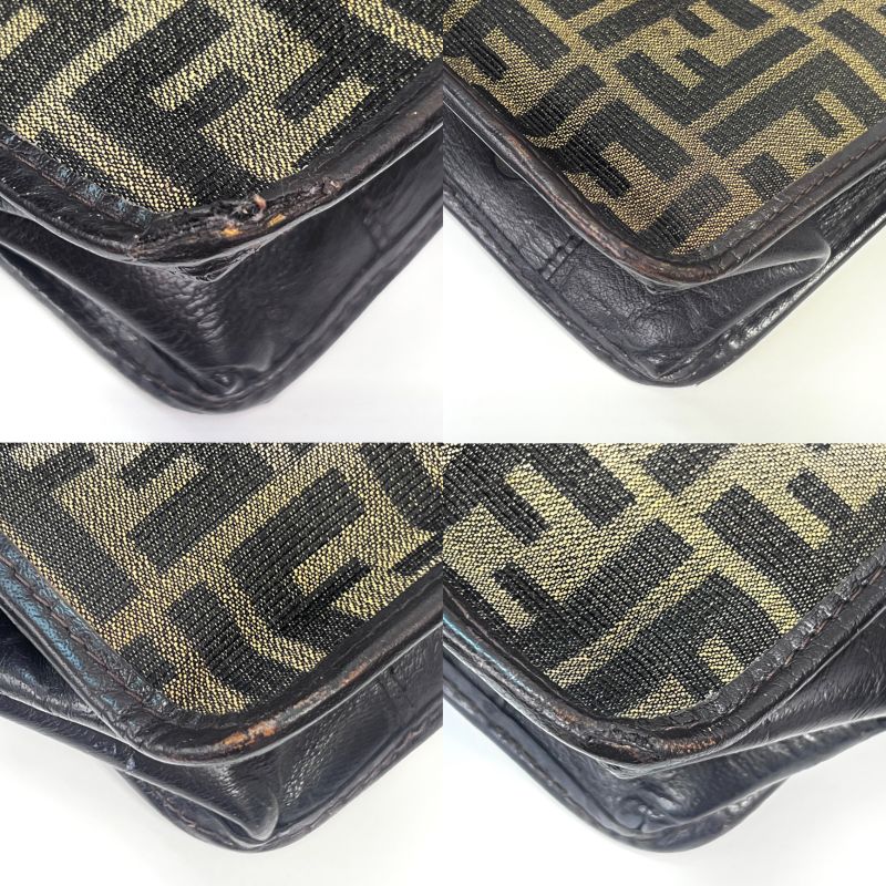 Fendi Handbag Zucca Pattern Brown Leather 62bs172