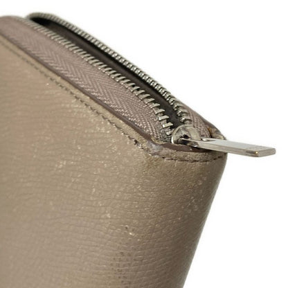 Celine Long Wallet - Gray Beige Round Zipper Leather