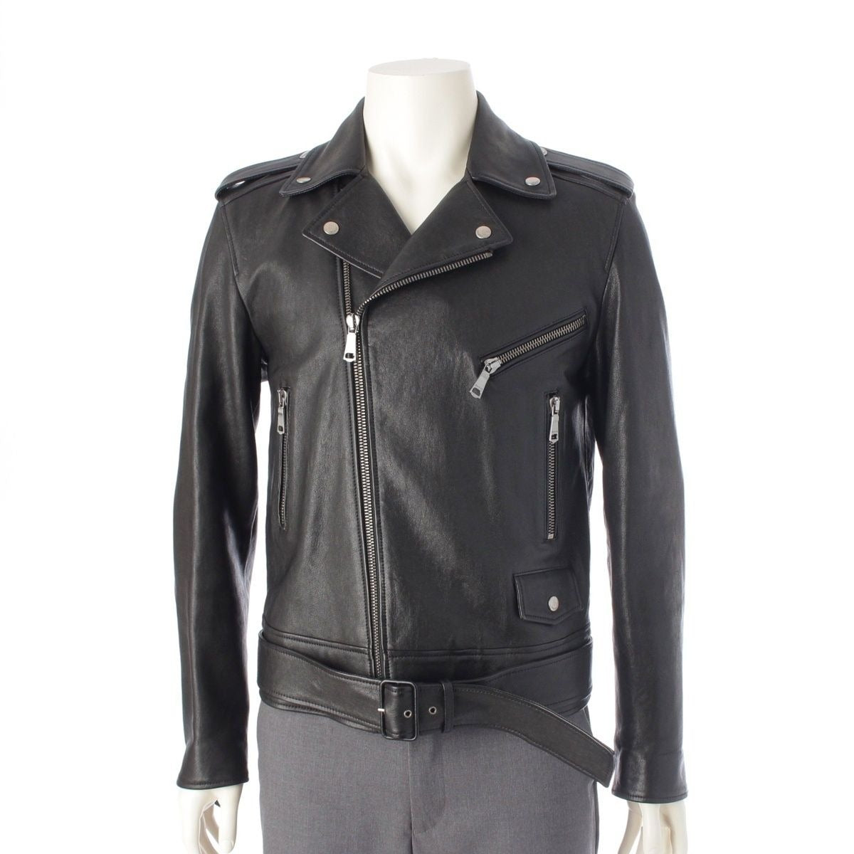 Gucci Tiger Embroidered Biker Jacket Leather Embroidery Fringe Riders