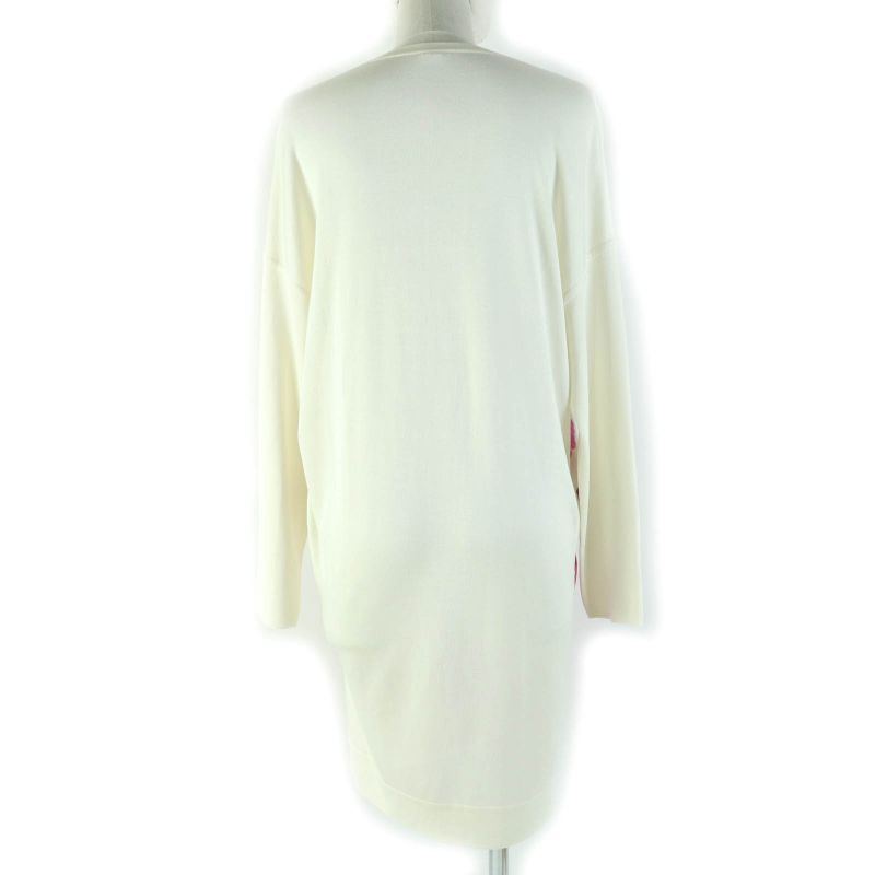 Hermes 100% Silk Twill Raine Long Sleeve Dress Ivory Pink 34 Made In France