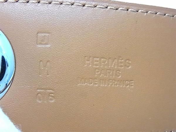 Hermes Leather Silver Hardware Scarf Belt Size M □J Engraved Ladies