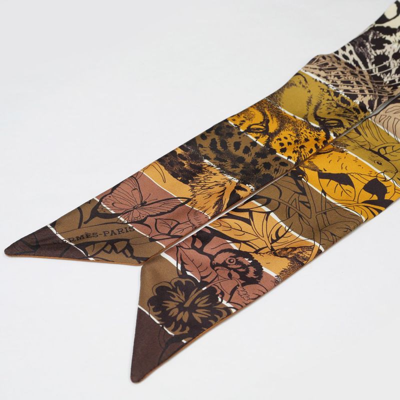 Hermes Twili-jungle Love Rainbow- Silk Leather Sheepskin Scarf Accessory