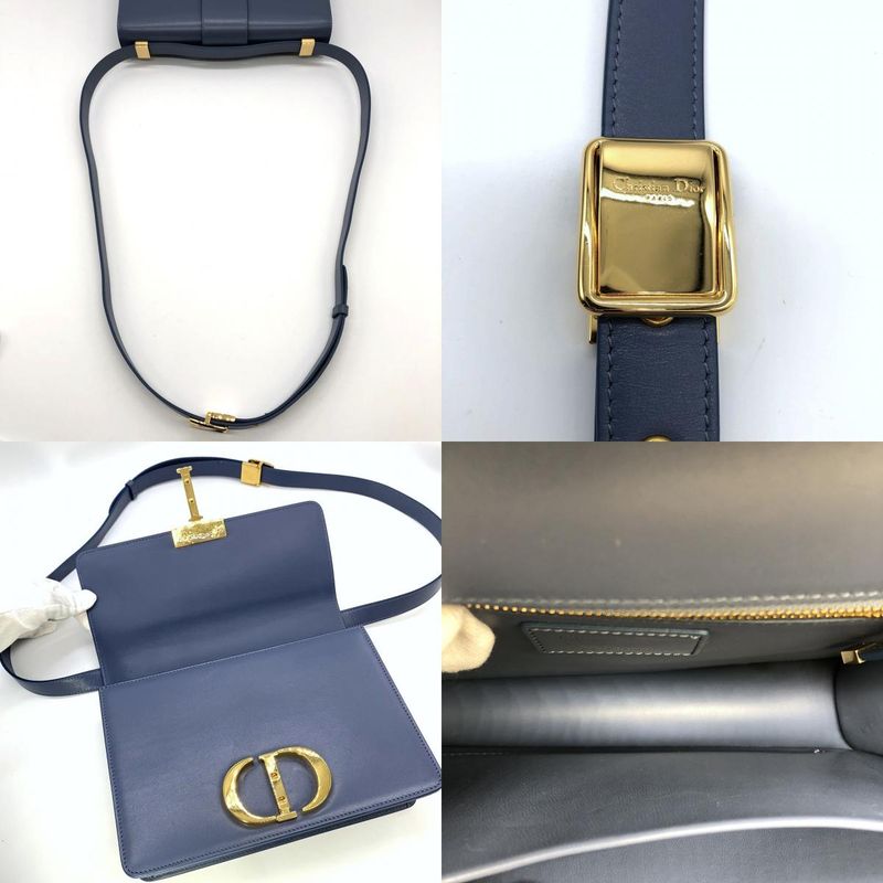 Dior Christian Dior 30 Montaigne Crossbody Shoulder Bag Blue Leather Women