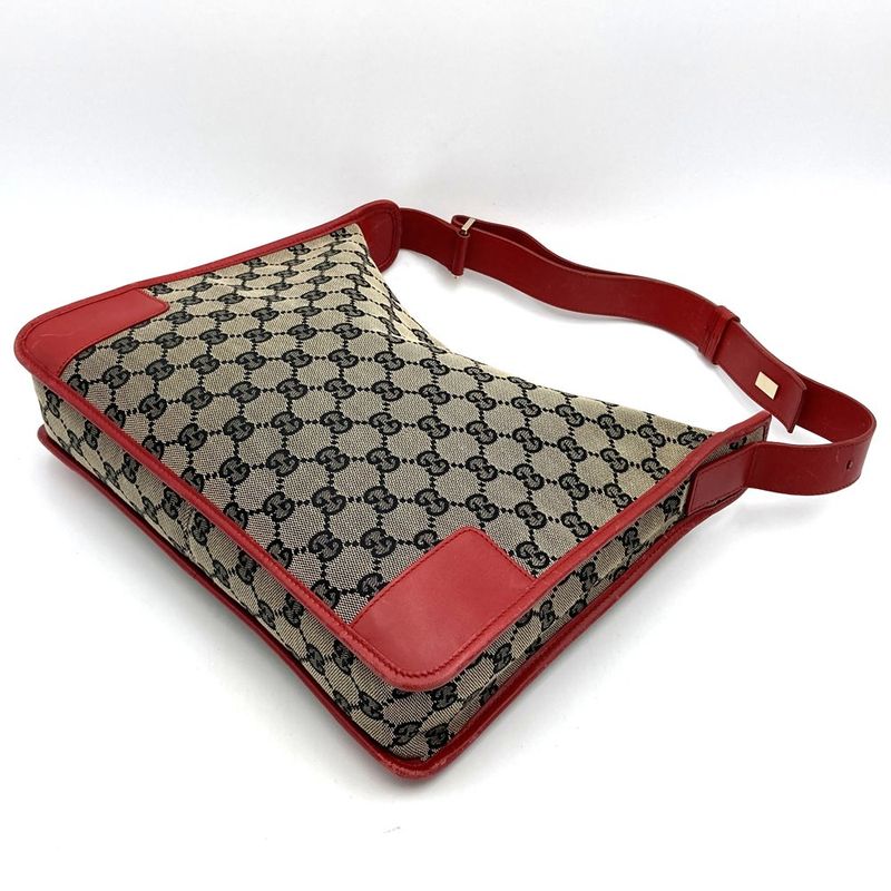 Gucci 001 4205 Shoulder Bag Brown/red GG Canvas/leather Ladies Fashion Brand
