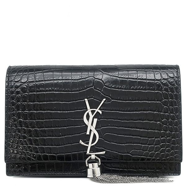 Saint Laurent 2-Way Kate Tassel Chain Wallet Leather Black Silver Shoulder Bag