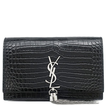 Saint Laurent 2-Way Kate Tassel Chain Wallet Leather Black Silver Shoulder Bag