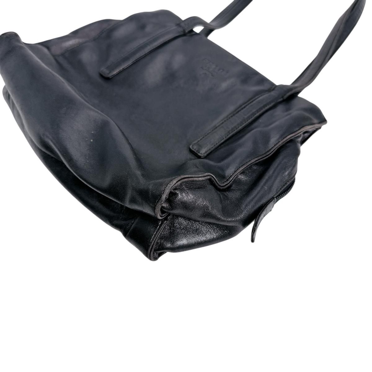 Prada Tote Bag Logo Shape Pressed Black