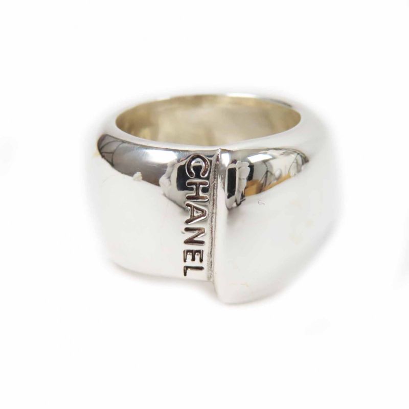 CHANEL Large Logo Ring / Ring Accessories Sv925 Silver Size 11 Weight 19.5g
