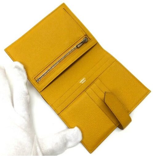 Hermes Bearn Compact Wallet Epsom Joan Ambre Silver — view 3