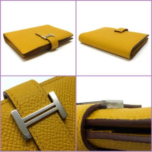 Hermes Bearn Compact Wallet Epsom Joan Ambre Silver — view 4