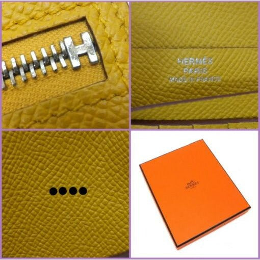 Hermes Bearn Compact Wallet Epsom Joan Ambre Silver — view 7