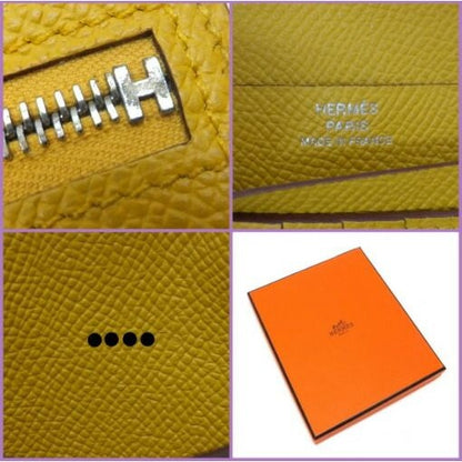 Hermes Bearn Compact Wallet Epsom Joan Ambre Silver — view 7