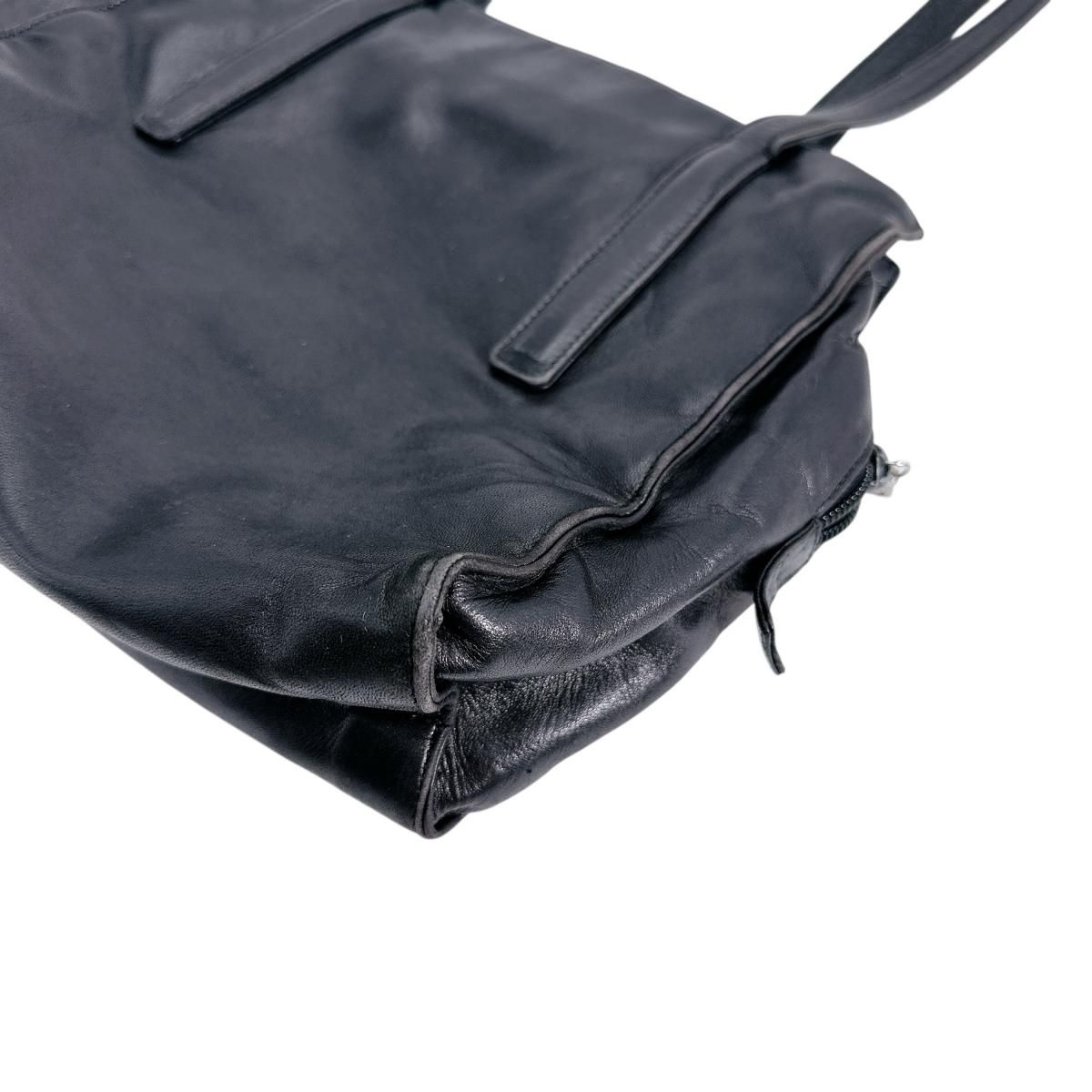 Prada Tote Bag Logo Shape Pressed Black