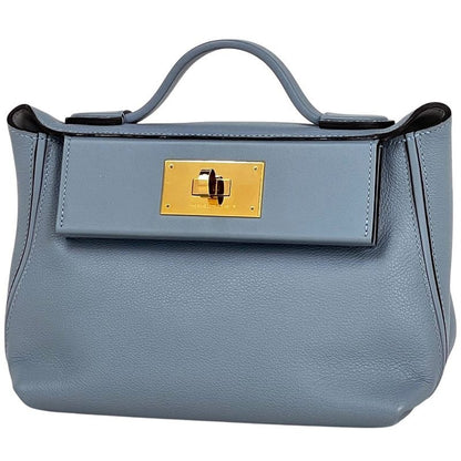 Hermes Van Quatre Mini 2-Way Shoulder Bag Handbag Evercolor Blue Run Z