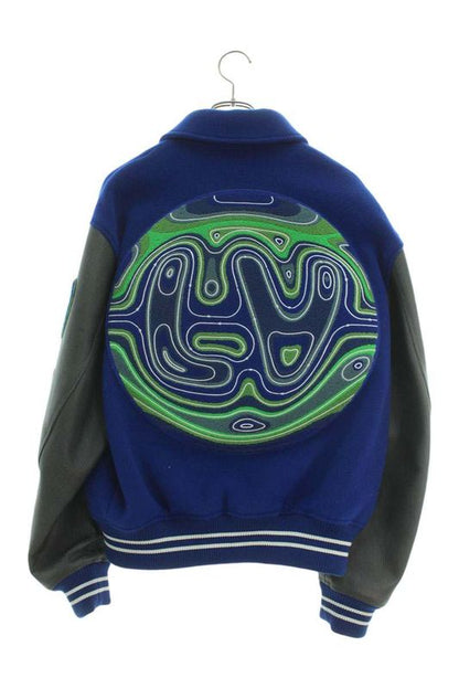 Louis Vuitton 23AW Rm232 CAW Hpl66e Sleeve Leather Cutout Varsity Jacket Stajan