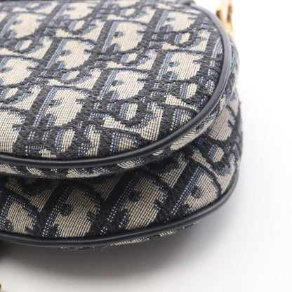 Dior Handbag Saddle Oblique Navy Canvas Leather Bag Mini — view 6
