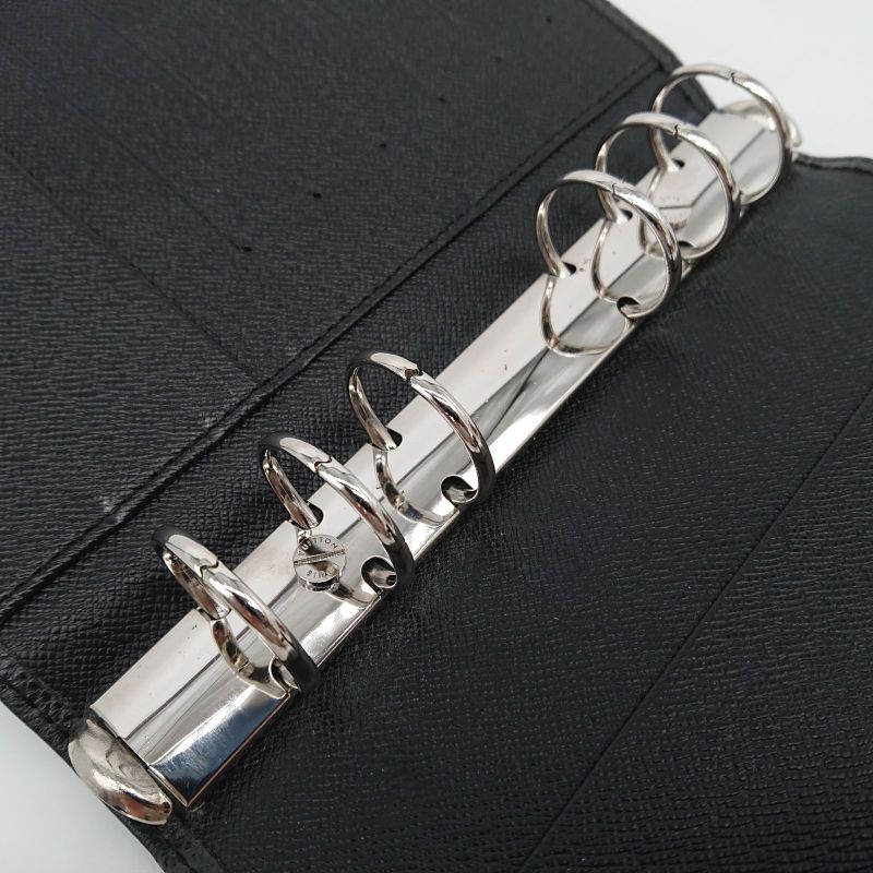 Louis Vuitton Agenda MM Taiga Black Ruler With Refill