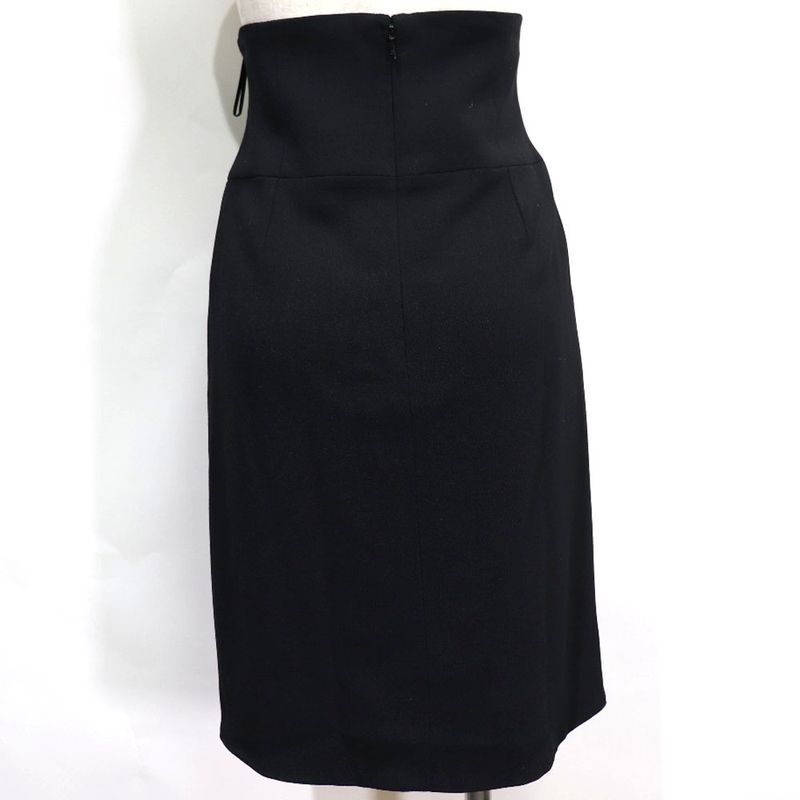 Chanel Tight High Waist 08A P33857v12627 Wool Black Women's Skirt
