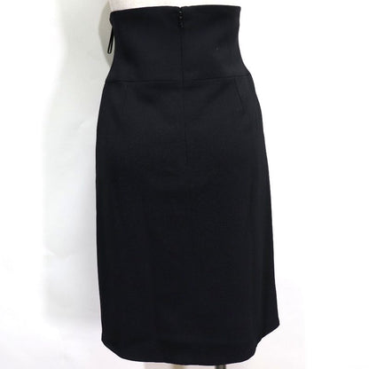 Chanel Tight High Waist 08A P33857v12627 Wool Black Women's Skirt
