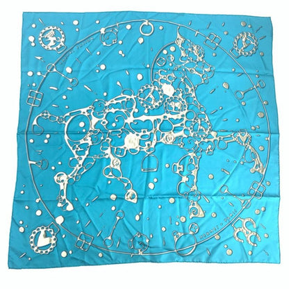 Hermes Carre 90 Cheval Fusion Cheval Fusion Blue Silk Scarf