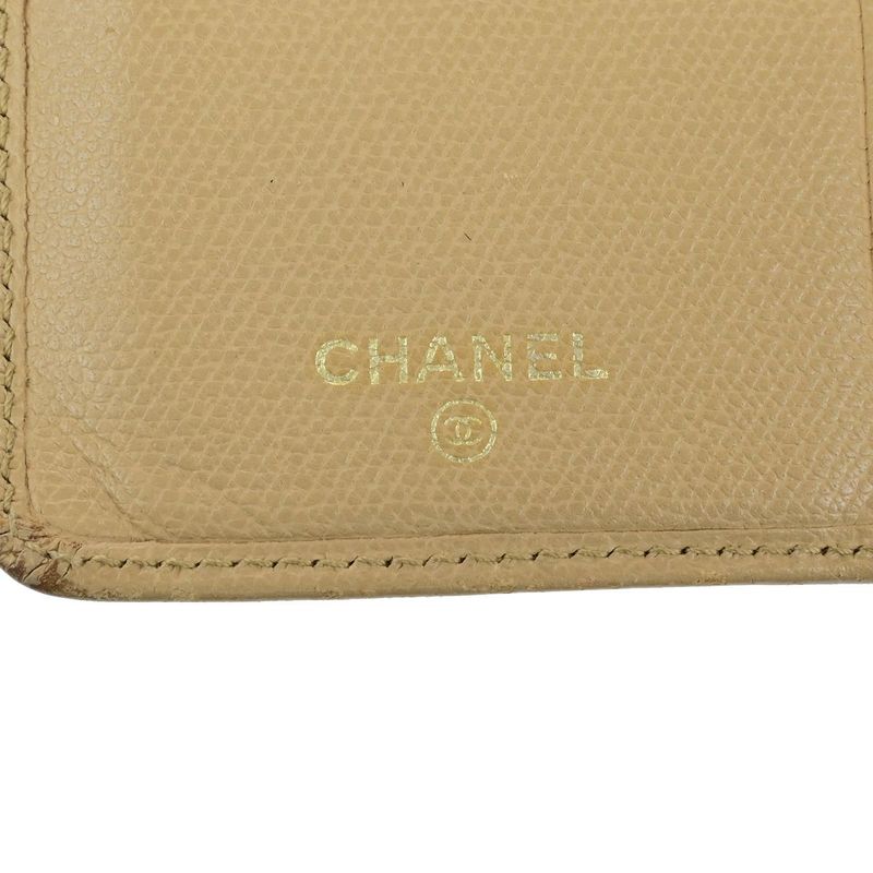 Chanel Wallet Coco Button Fold Wallet Leather Beige 60ka506