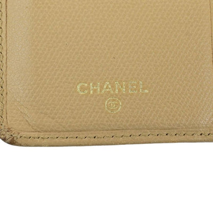 Chanel Wallet Coco Button Fold Wallet Leather Beige 60ka506