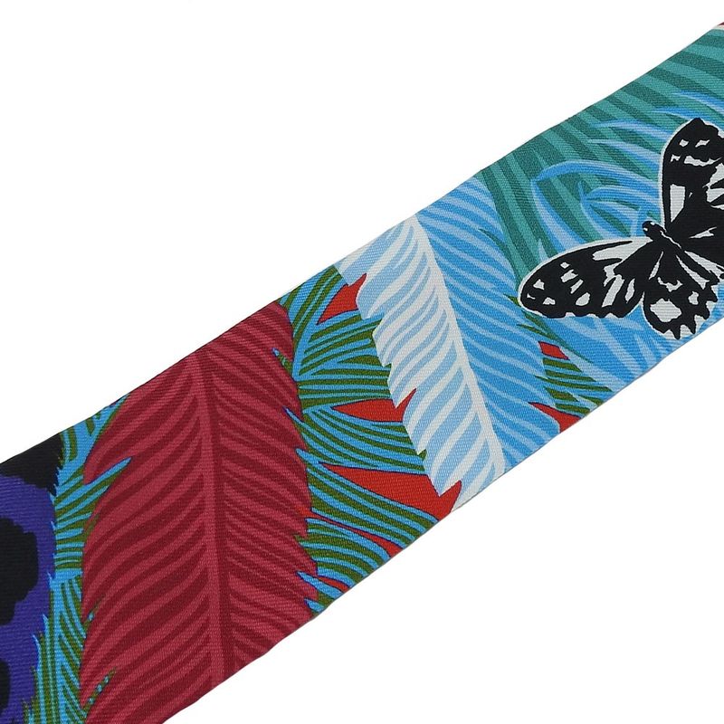 Hermes Twille Scarf Jaguar Quetzal 100% Silk Green Red Blue Multicolor Small