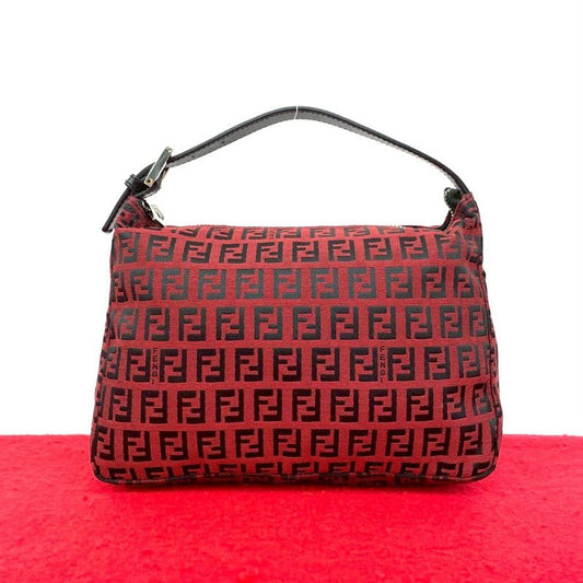 Fendi FF Logo Pattern Canvas Leather Handbag Mini Tote