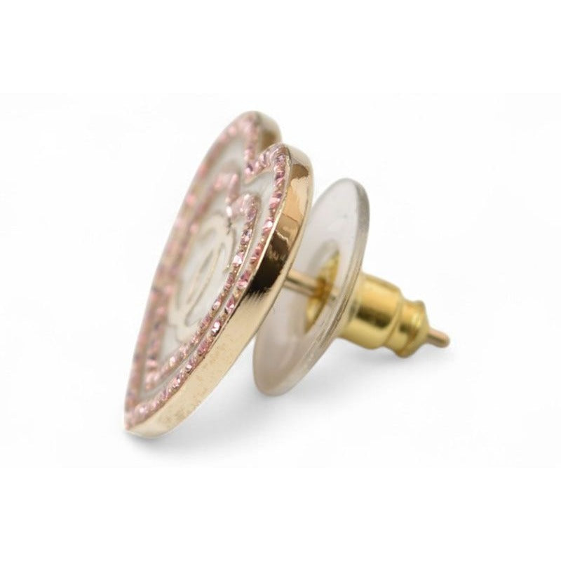 Chanel Accessories CC Heart Motif Rhinestone Rose Gold B24 — view 2