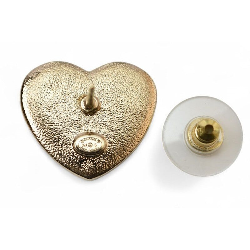Chanel Accessories CC Heart Motif Rhinestone Rose Gold B24 — view 3