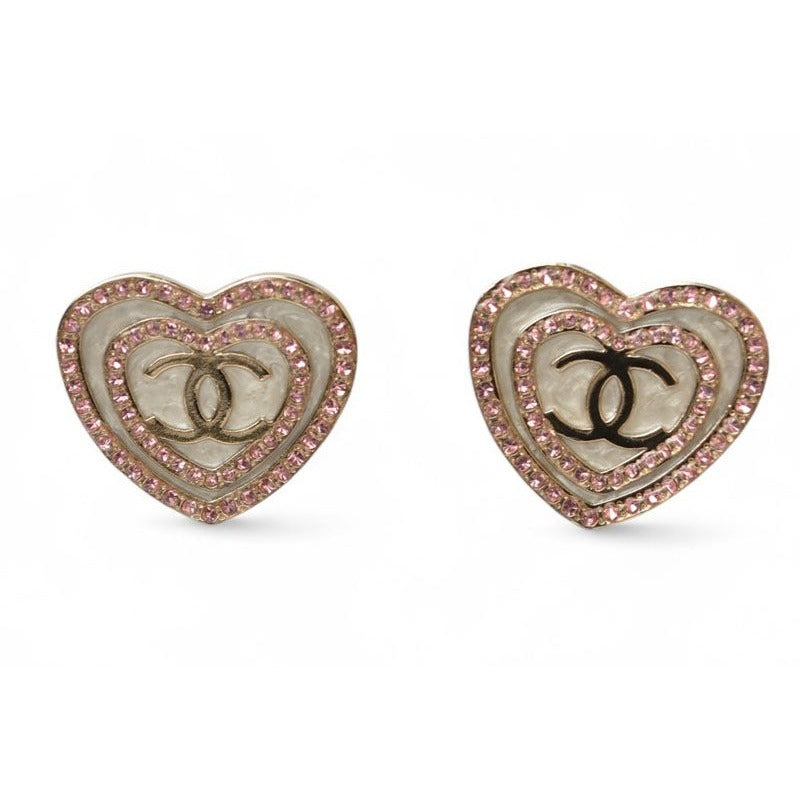 Chanel Accessories CC Heart Motif Rhinestone Rose Gold B24 — view 5