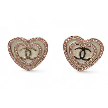 Chanel Accessories CC Heart Motif Rhinestone Rose Gold B24 — view 5