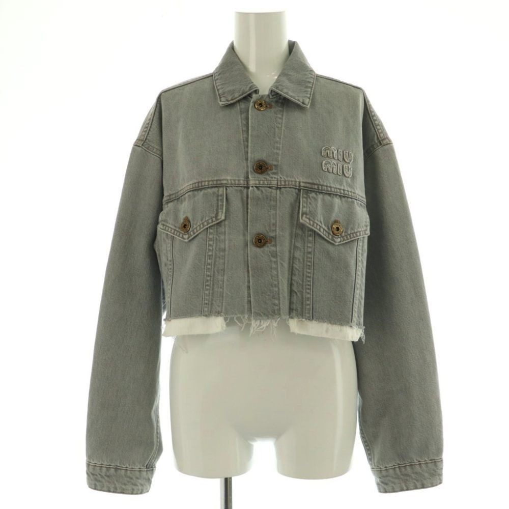 Miu Miu Miu Denim Jacket Cotton 36 Gray NR