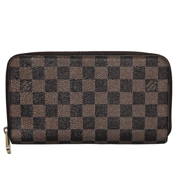Louis Vuitton Damier Ebène N60003 Round Zipper Long Wallet Unisex
