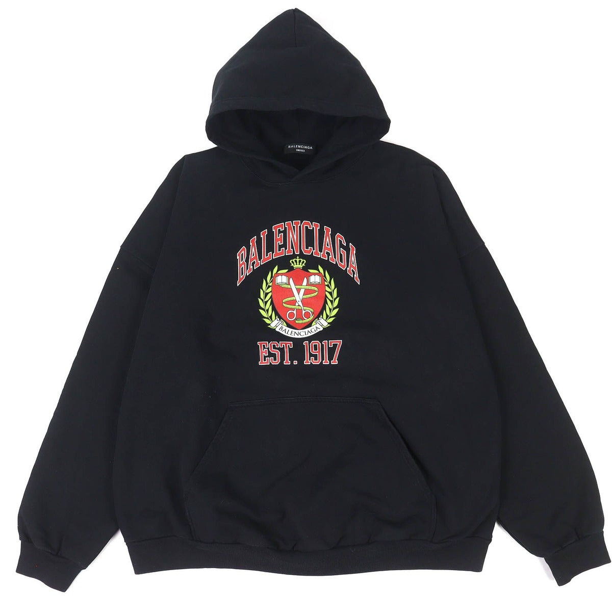Balenciaga Cotton Distressed Carre Gig Logo Print Hoodie