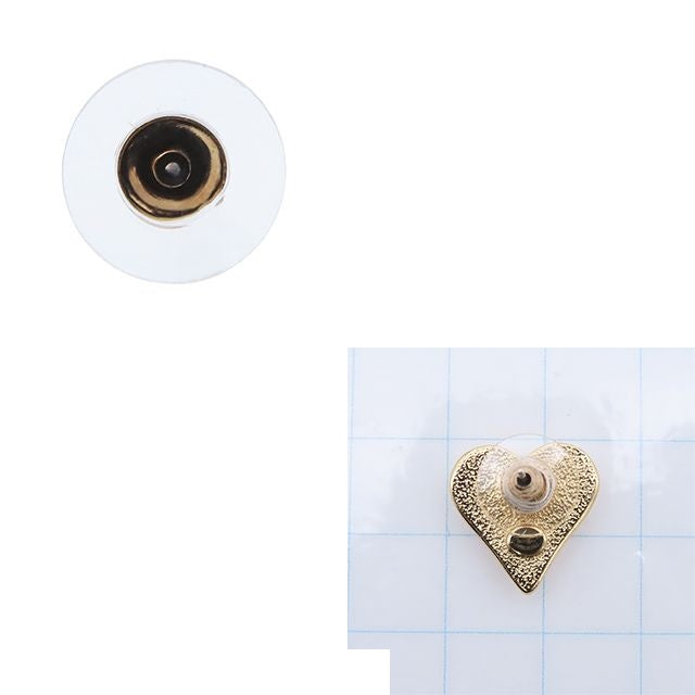 Chanel Earrings Gold Pink Metal CC Logo Heart — view 8