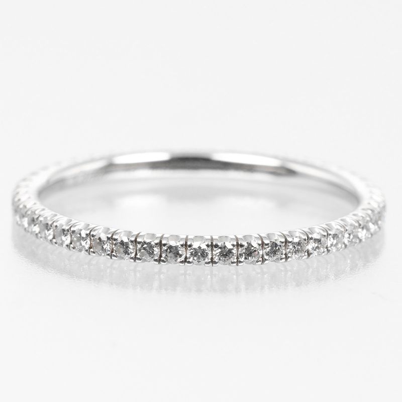 Cartier Etancel Full Eternity 18kwhite Gold With Diamonds #7.5 Ladies 1.1g Ring