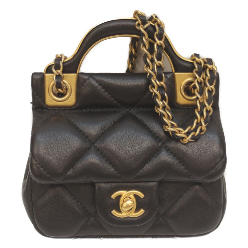 Chanel Ap2271 No 31 Black Lambskin Mini Chain Clutch Chain Shoulder Bag Micro