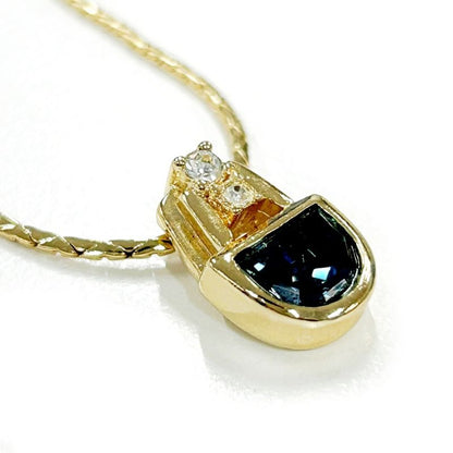 Christian Dior GP Rhinestone Colored Stone Necklace Gold Blue 481146 Necklace