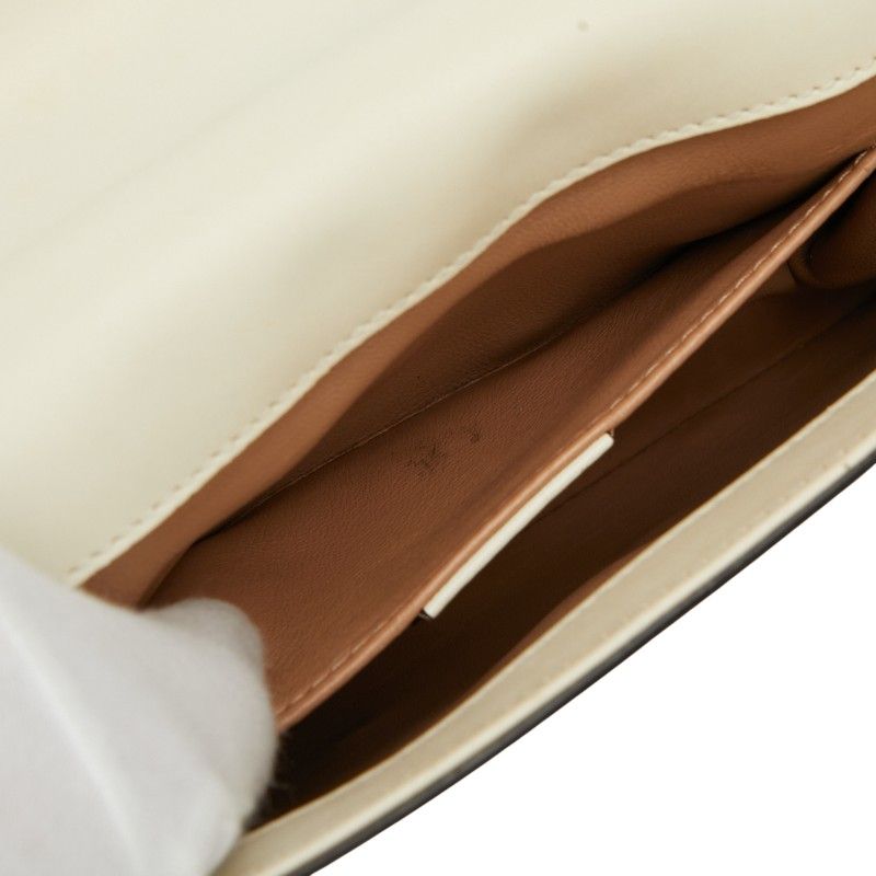 Gucci Broadway Pearl And Bee Chain Shoulder Bag 2WAY 453778 White Gold Leather