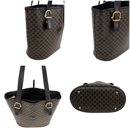 Celine Bucket Shape Tote Bag Shoulder Bag Black Macadam Pattern Pvcleather