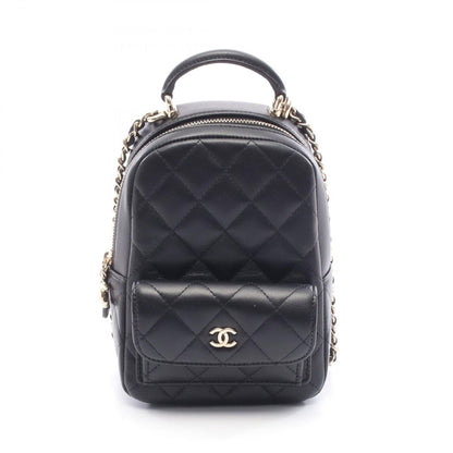 Chanel Backpack Quilted Black Leather Mini