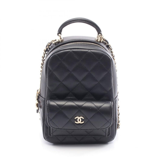 Chanel Backpack Quilted Black Leather Mini
