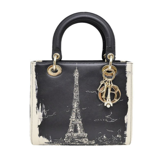 Dior Lady Handbag Shoulder Eiffel Tower 2024 Fall Collection Black