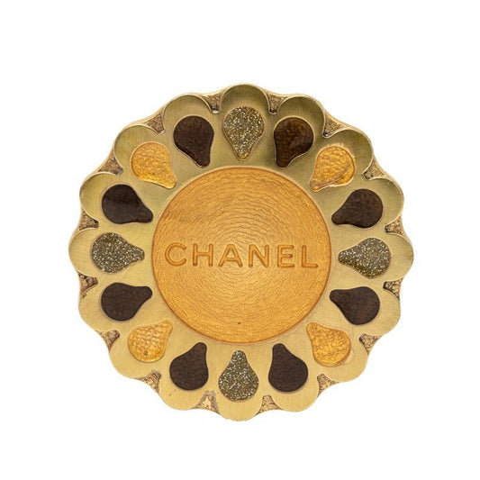 Chanel Logo Brooch Gold Plated