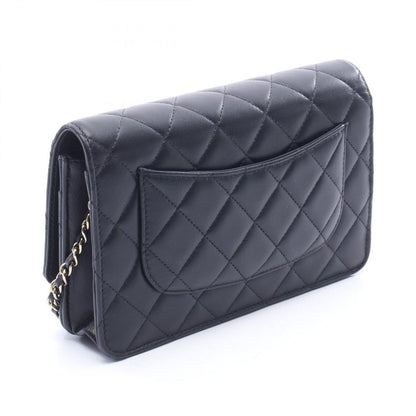 Chanel Shoulder Bag Quilted Black Lambskin Icon Charm Chain Wallet — view 2