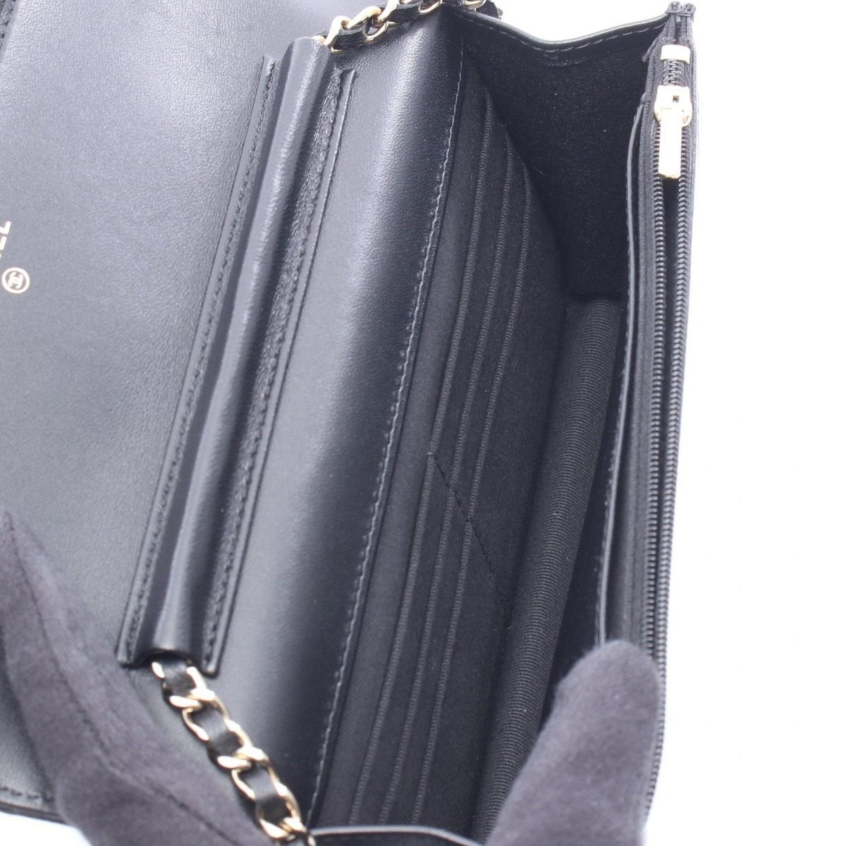 Chanel Shoulder Bag Quilted Black Lambskin Icon Charm Chain Wallet — view 3